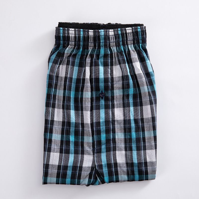 Boxeri bărbați din bumbac artificial, țesătură în carouri, talie medie, respirabili, căptușeală din bumbac în zona inghinală