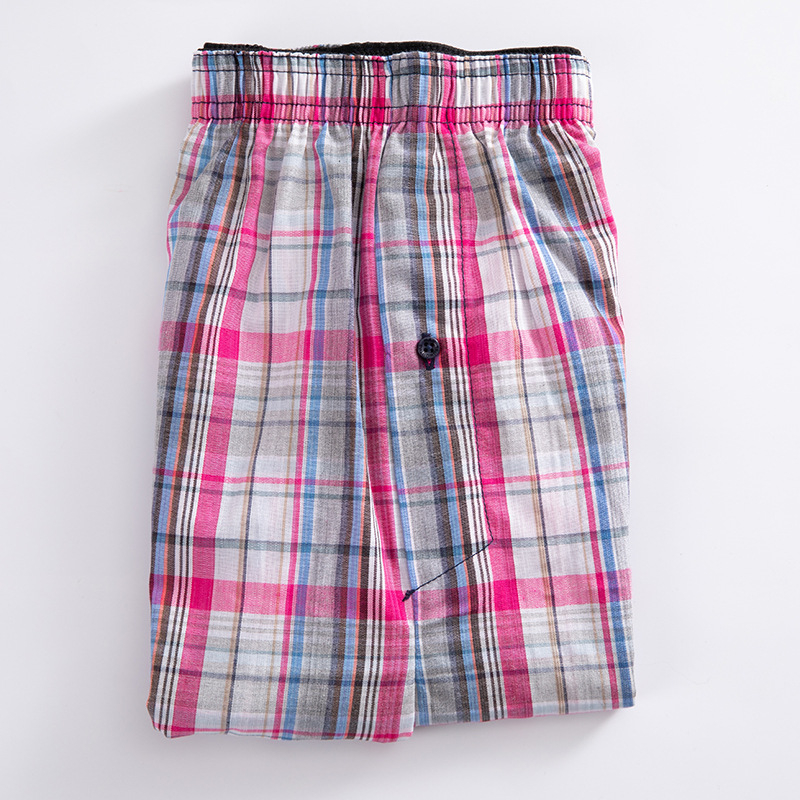 Boxeri bărbați din bumbac artificial, țesătură în carouri, talie medie, respirabili, căptușeală din bumbac în zona inghinală