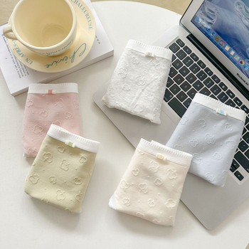 N8388 Antibakterijske ženske menstrualne gaćice, 5A, Macaron Cream s uzorkom oblaka, 100% pamuk, prozračne, sa srednjim pojasom