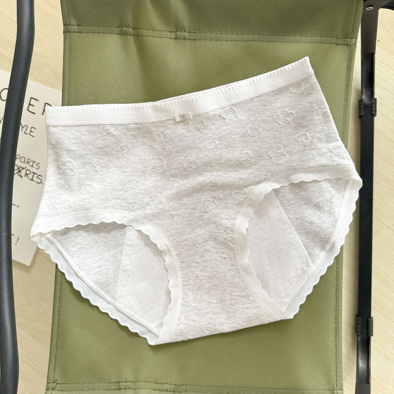 N8388 Antibakterijske ženske menstrualne gaćice, 5A, Macaron Cream s uzorkom oblaka, 100% pamuk, prozračne, sa srednjim pojasom