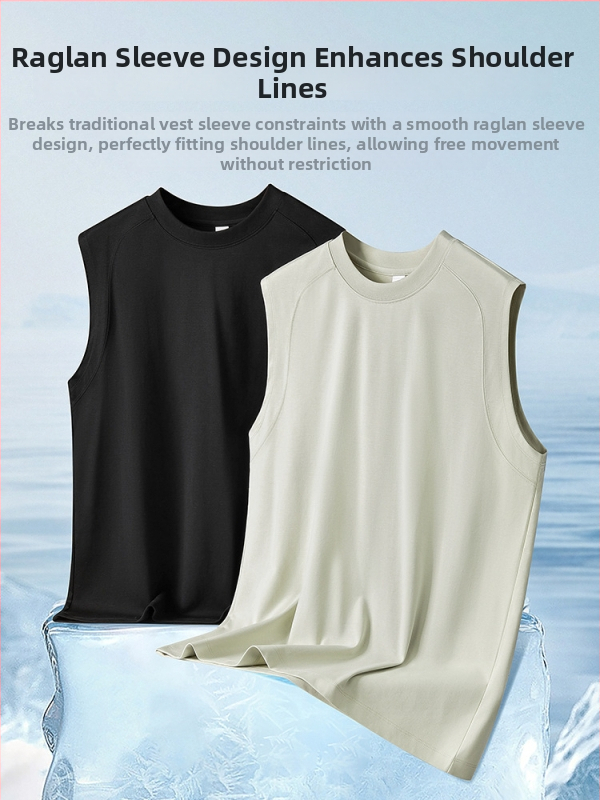 Muški Raglan T‑shirt prsluk - slobodan kroj, pamuk/poliester/elastan smjesa, ljeto 2025