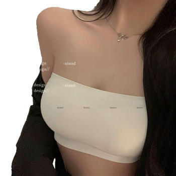 Bez-rameni grudnjak bandeau — bez šavova, Ice Silk/Nylon, Push-Up, Protuklizno leđa
