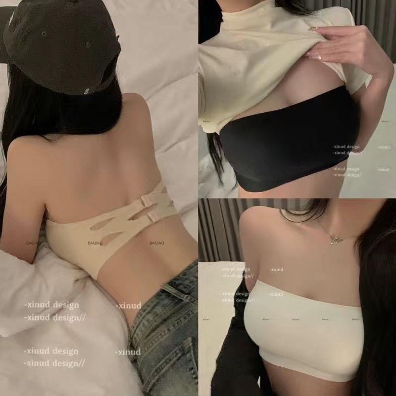 Bez-rameni grudnjak bandeau — bez šavova, Ice Silk/Nylon, Push-Up, Protuklizno leđa
