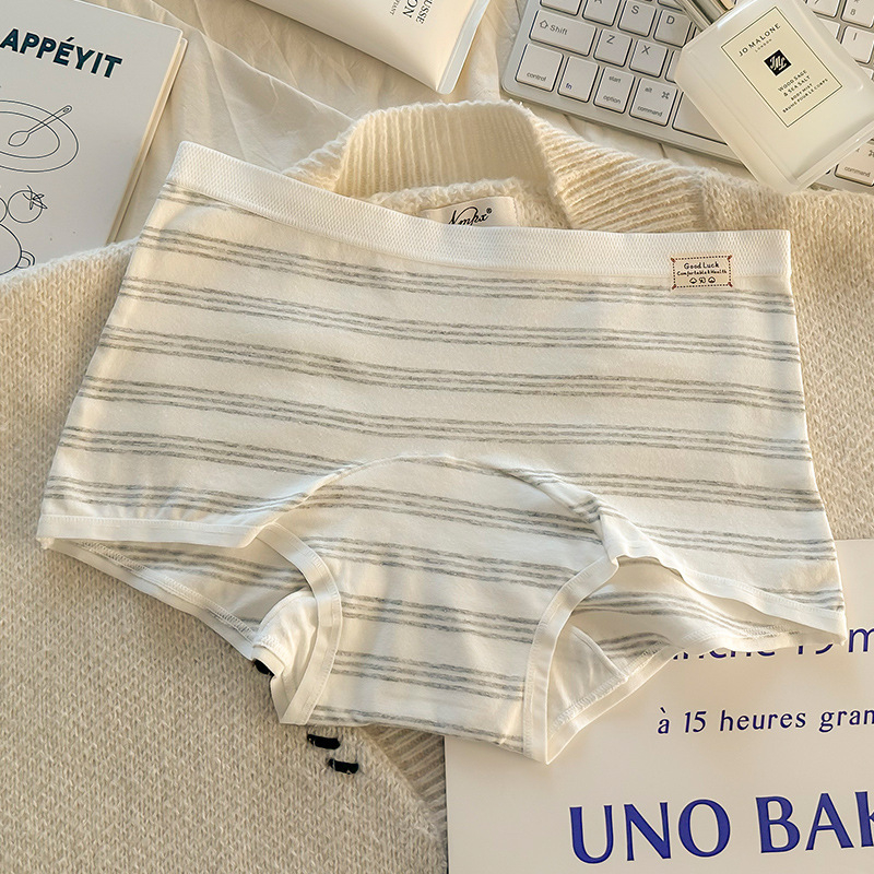 Ženske boxerice s prugama, 90–95% pamuk, antibakterijske, prozračne, pamukasta podstava u preponi