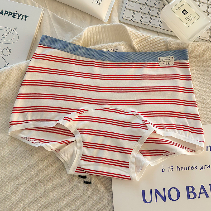 Ženske boxerice s prugama, 90–95% pamuk, antibakterijske, prozračne, pamukasta podstava u preponi