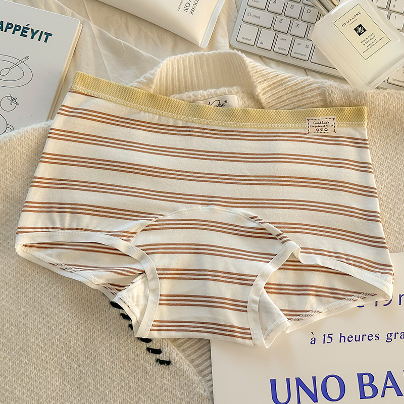 Ženske boxerice s prugama, 90–95% pamuk, antibakterijske, prozračne, pamukasta podstava u preponi