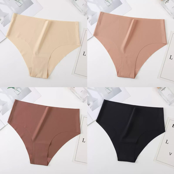 Ženske bezšivne gaćice s visokim strukom, dišuće, jednobojne, ice silk, veličina plus