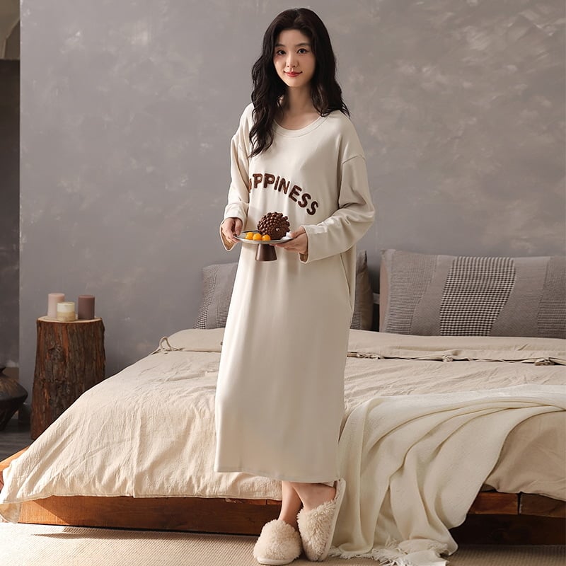 Derong velúr éjszakai ruha, viszkóz-keverék 50–70%, kerek nyakú, hosszú ujjú, hosszú fazon