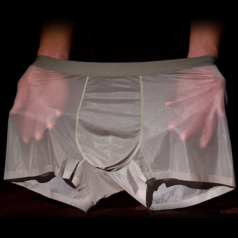 Muške bokserice od ice silk, potpuno prozirne, ultratanki, rashlađujuće, brzo sušeće, plus veličina
