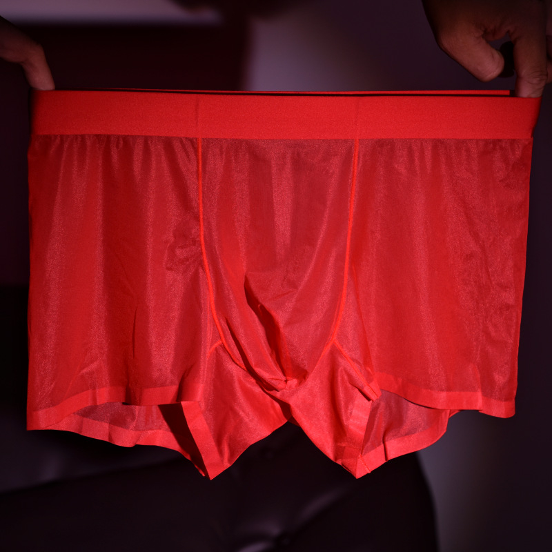 Muške bokserice od ice silk, potpuno prozirne, ultratanki, rashlađujuće, brzo sušeće, plus veličina