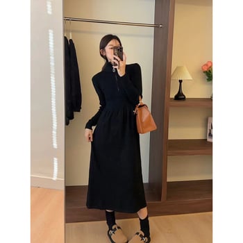 Φόρεμα γαλουχίας με μακριά μανίκια, φούστα γοργόνα, πλεκτό ύφασμα, μπροστινό άνοιγμα γαλουχίας