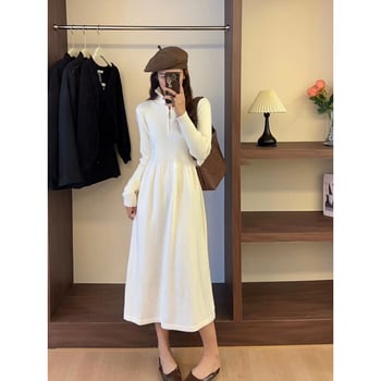 Φόρεμα γαλουχίας με μακριά μανίκια, φούστα γοργόνα, πλεκτό ύφασμα, μπροστινό άνοιγμα γαλουχίας