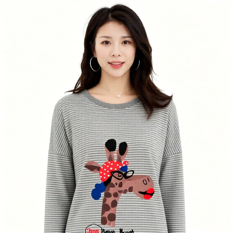 Pamut hosszú ujjú hálóing, női, egydarabos fazon, kerek nyak, hosszú szoknya