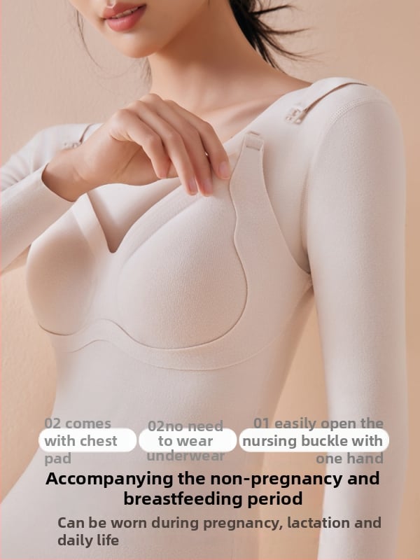 Бременна кърмеща топ база слой с открит достъп за кърмене, есенно-зимна топла дреха, Slim fit, 3/4 ръкави, кръгло деколте, полиестер над 95%