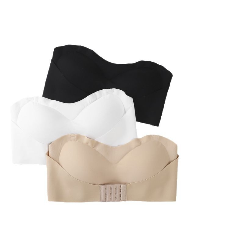 Női vállpánt nélküli melltartó, push-up hatású, testformázó kialakítás, vezeték nélküli, levehető vállpántokkal, 3/4 kosár