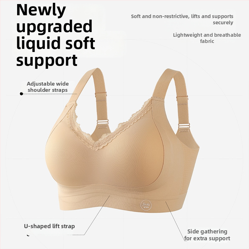 Bezšvová podprsenka s jemnou oporou, V výstrih, krajka, košíčky 3/4 z peny, bez drôtov