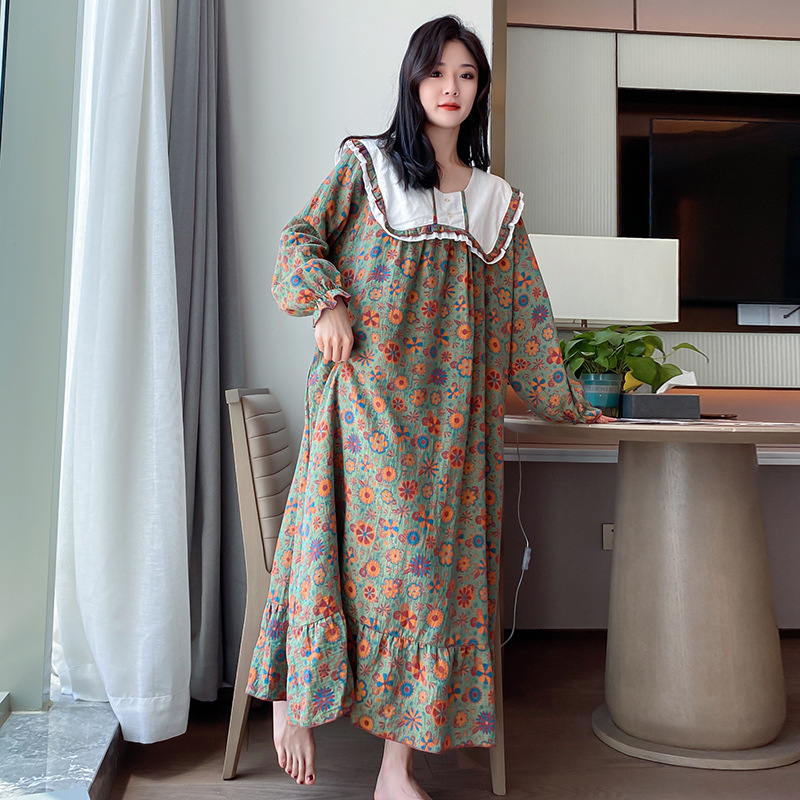 100% pamut hálóing otthoni viselésre, hosszú ujjú, rajzfilm mintázat, vékony légáteresztő anyag