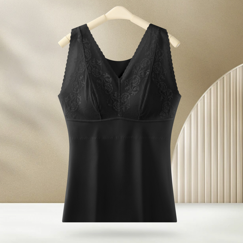 Melegítő csipkés V-nyakú alapréteg nőknek, eltávolítható belső csészékkel, nylon anyagból, vastag anyag 251–300 g/m², testformázó és melegítő