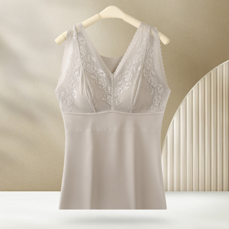 Melegítő csipkés V-nyakú alapréteg nőknek, eltávolítható belső csészékkel, nylon anyagból, vastag anyag 251–300 g/m², testformázó és melegítő