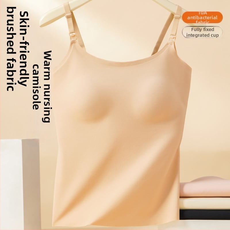 Кърмещ потник за есен-зима, кръгло деколте, без ръкави, плат: найлон; основна тъкан: лен 80%; еднотонен.