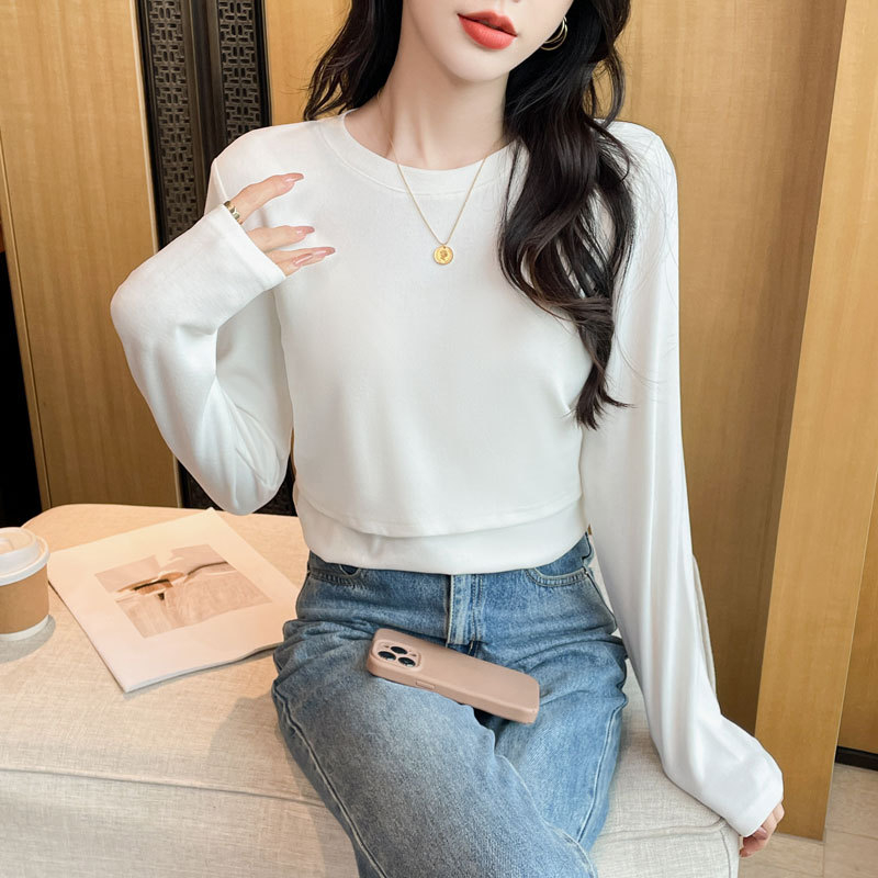 Puuvillane imetav T-särk polo krae, pikkade varrukatega, ühesuguse mustriga, kevad 2024