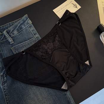 Chiloți damă din dantelă talie joasă, jacquard floral, căptușeală din bumbac