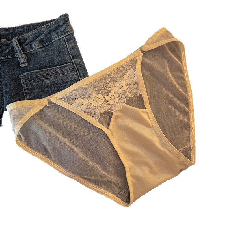 Chiloți damă din dantelă talie joasă, jacquard floral, căptușeală din bumbac