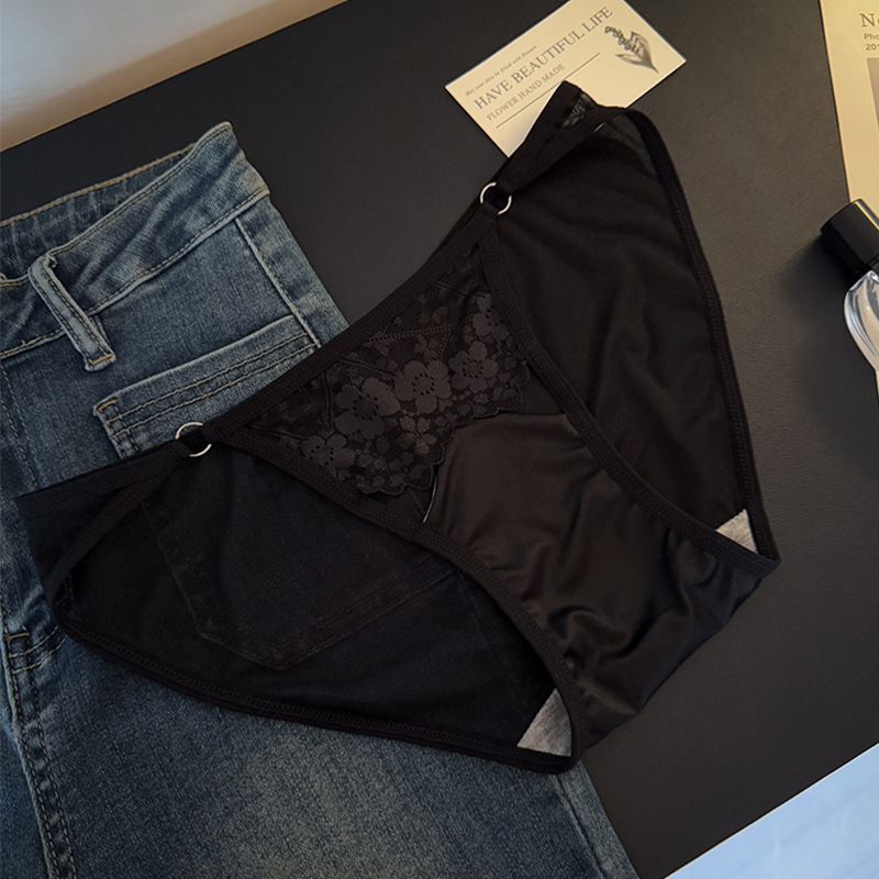 Chiloți damă din dantelă talie joasă, jacquard floral, căptușeală din bumbac