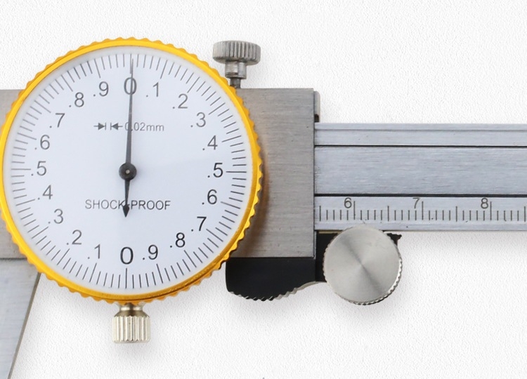 Nehrđajući čelični mjerni kaliper s cifernikom i satom, raspon 0-150 mm, razlučivost 0,02 mm