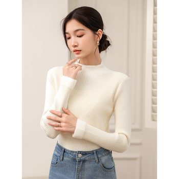 Пуловер за кърмене със Seahorse Hair прежда, постпартален полувисока яка, кожа‑приятелски и тънък силует, есенно‑зимен сезон