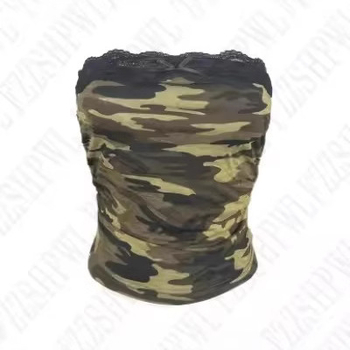 Tube top stil, kamuflažni uzorak, slim kroj, strapless, Polyester