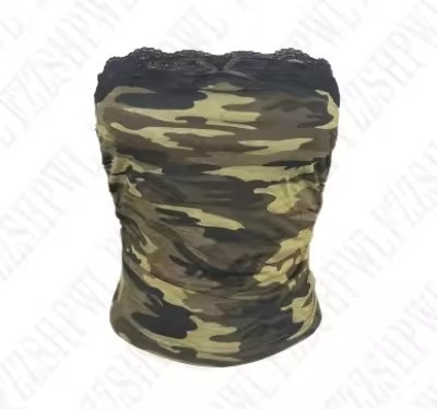 Tube top stil, kamuflažni uzorak, slim kroj, strapless, Polyester