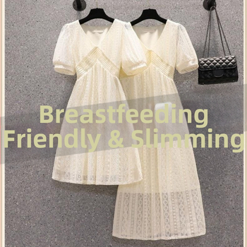 Suve imetamiskleit - keskmise pikkusega, lühikesed varrukad, kõrge kaelus, Korea tänav hipster stiil, 90–95% puuvill