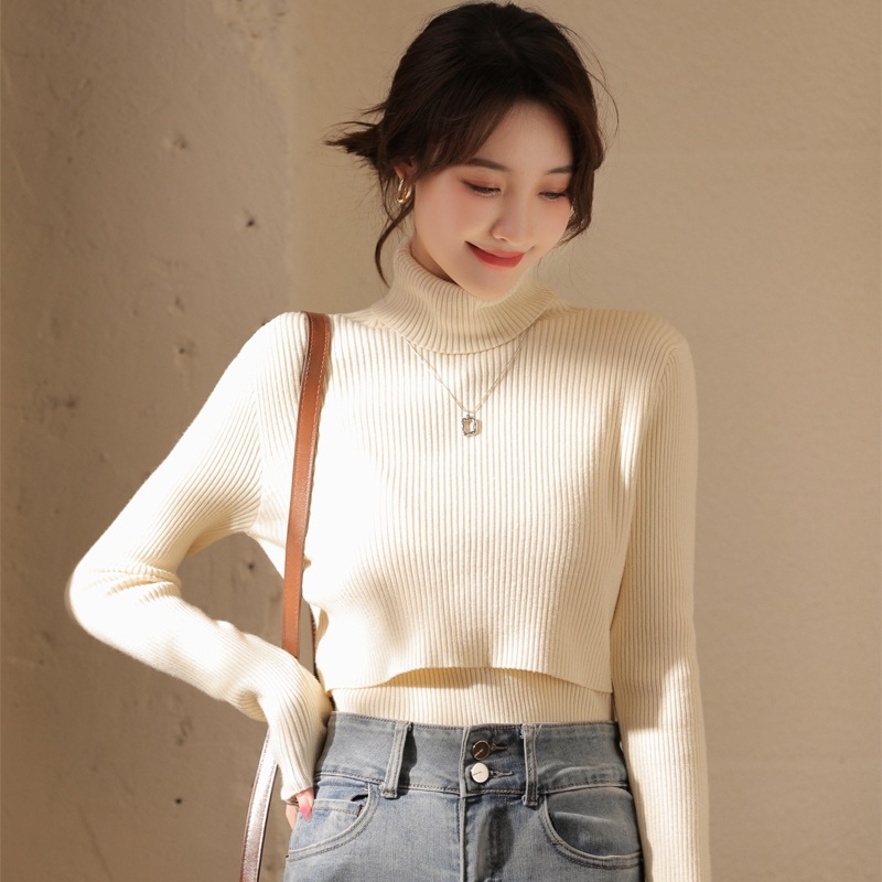 Пуловер за кърмене, дебел есенно-зимен плет, core-spun прежда, яка поло, ръкави принцеси