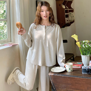 Kaheosaline rasedus-ja imetamise loungewear komplekt, ümmarguse kaelusega, pikad varrukad, sügis-talviseks, viskoosi ja polüesteri segu