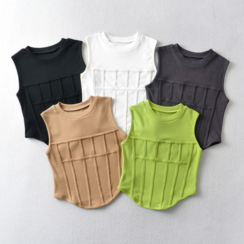 Ženski bez rukava cropped top s fishbone corset, street-hipster stil, pamuk, proljeće 2022, za odrasle