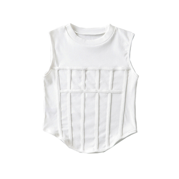 Ženski bez rukava cropped top s fishbone corset, street-hipster stil, pamuk, proljeće 2022, za odrasle