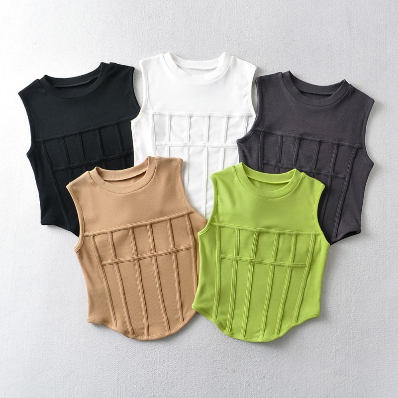 Ženski bez rukava cropped top s fishbone corset, street-hipster stil, pamuk, proljeće 2022, za odrasle
