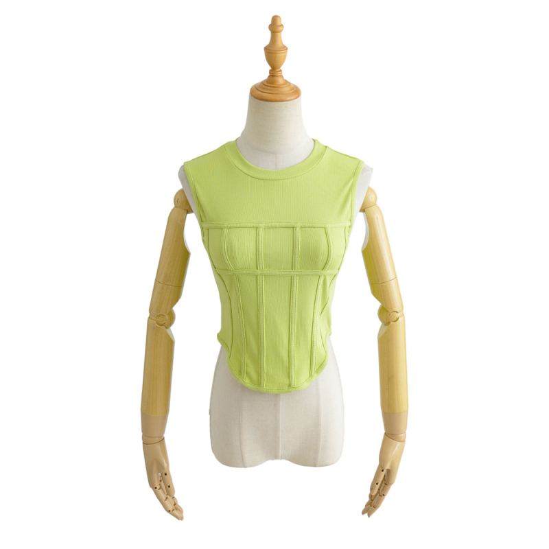 Ženski bez rukava cropped top s fishbone corset, street-hipster stil, pamuk, proljeće 2022, za odrasle