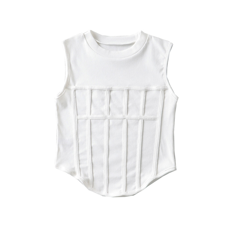 Ženski bez rukava cropped top s fishbone corset, street-hipster stil, pamuk, proljeće 2022, za odrasle