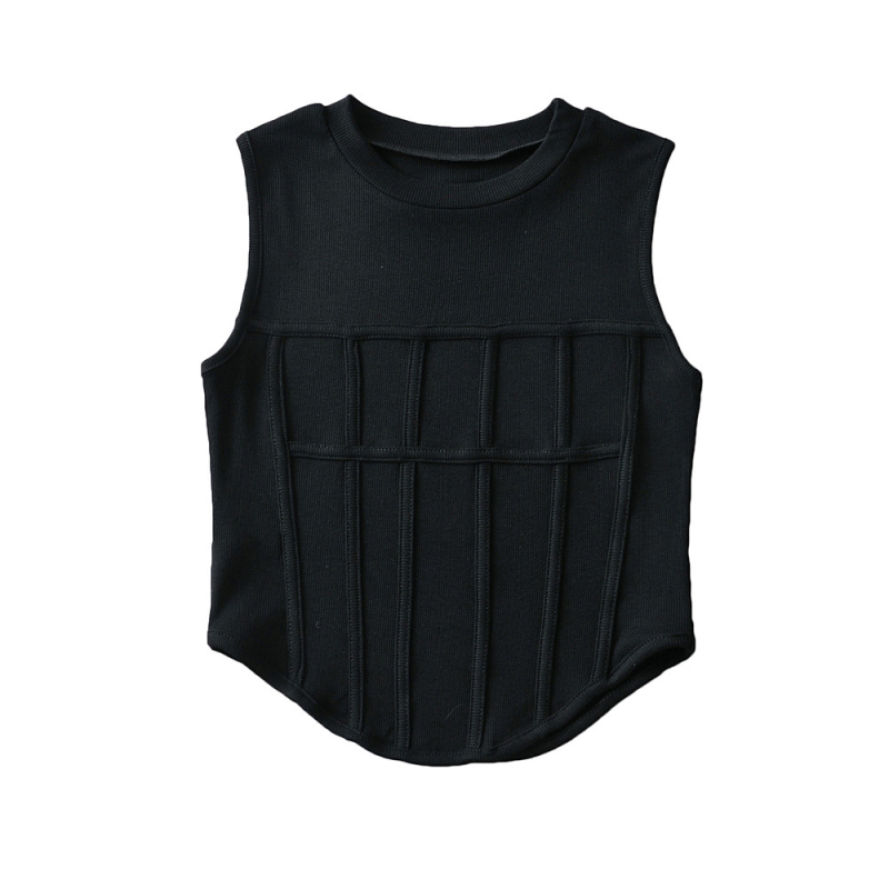 Ženski bez rukava cropped top s fishbone corset, street-hipster stil, pamuk, proljeće 2022, za odrasle