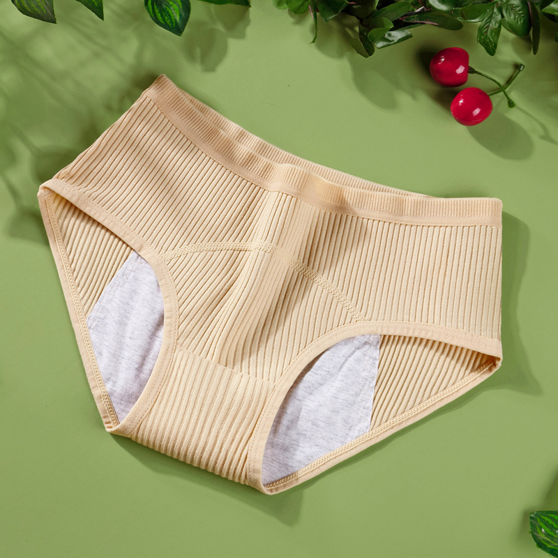 Menstrualne gaćice protiv propuštanja sa srednjom visinom struka, glavni materijal 92% pamuk, podstava prepona 100% pamuk, jednobojne, za mlađe žene