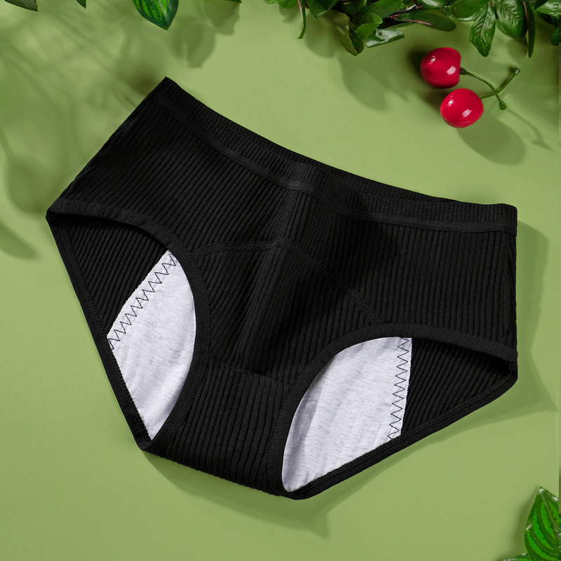 Menstrualne gaćice protiv propuštanja sa srednjom visinom struka, glavni materijal 92% pamuk, podstava prepona 100% pamuk, jednobojne, za mlađe žene