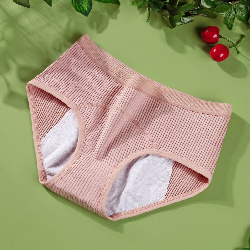 Menstrualne gaćice protiv propuštanja sa srednjom visinom struka, glavni materijal 92% pamuk, podstava prepona 100% pamuk, jednobojne, za mlađe žene
