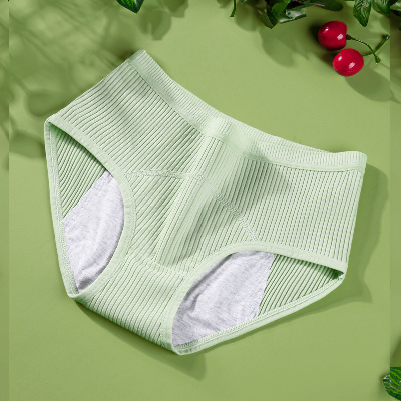 Menstrualne gaćice protiv propuštanja sa srednjom visinom struka, glavni materijal 92% pamuk, podstava prepona 100% pamuk, jednobojne, za mlađe žene