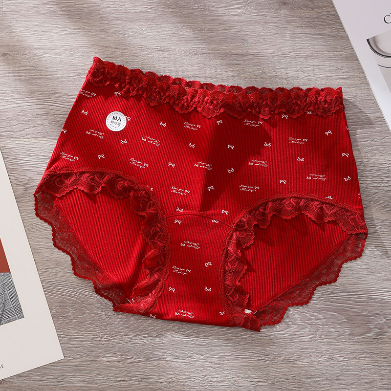 Crvene čipkaste ženske gaćice, plus size, za kinesku zodijak godinu, s produženim međunožjem, za svečanu Novu godinu