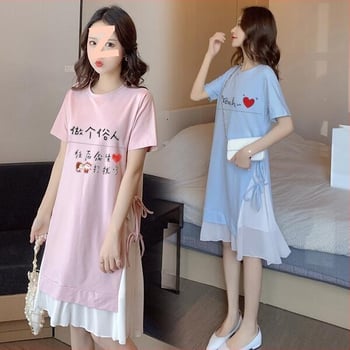 Лятна рокля за кърмене с 3/4 ръкав, поло яка, PVC плат, артистично винтидж стил с китайски акценти