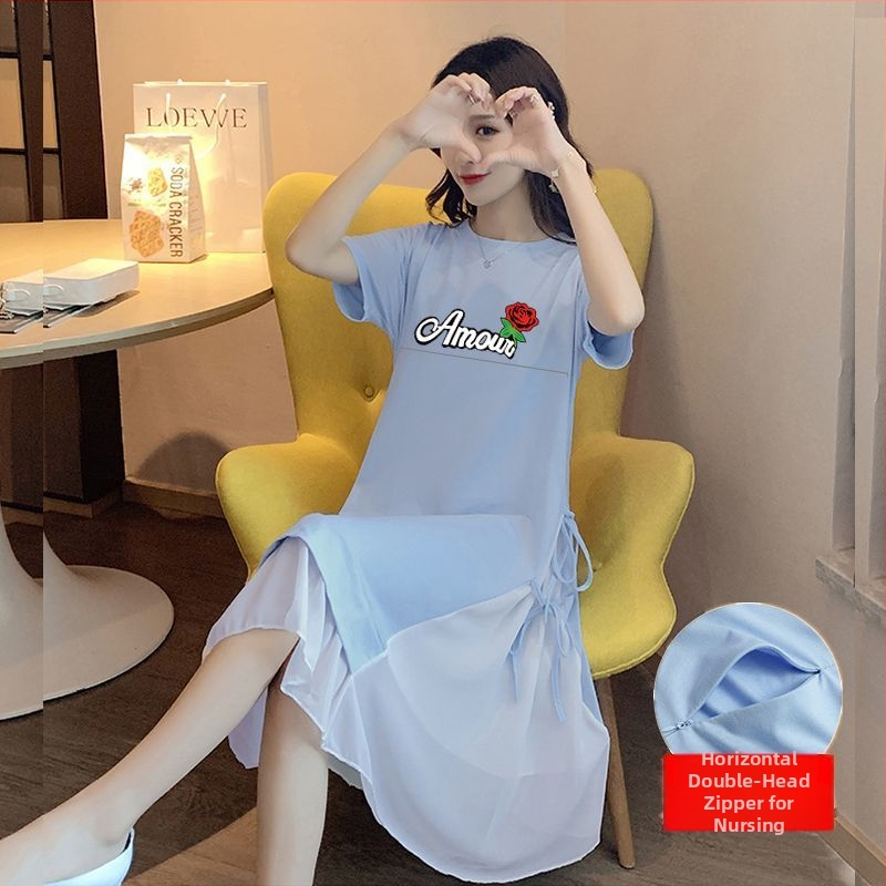 Letné šaty na dojčenie s 3/4 rukávmi, golier polo, PVC látka, umelecký vintage štýl s čínskymi vplyvmi