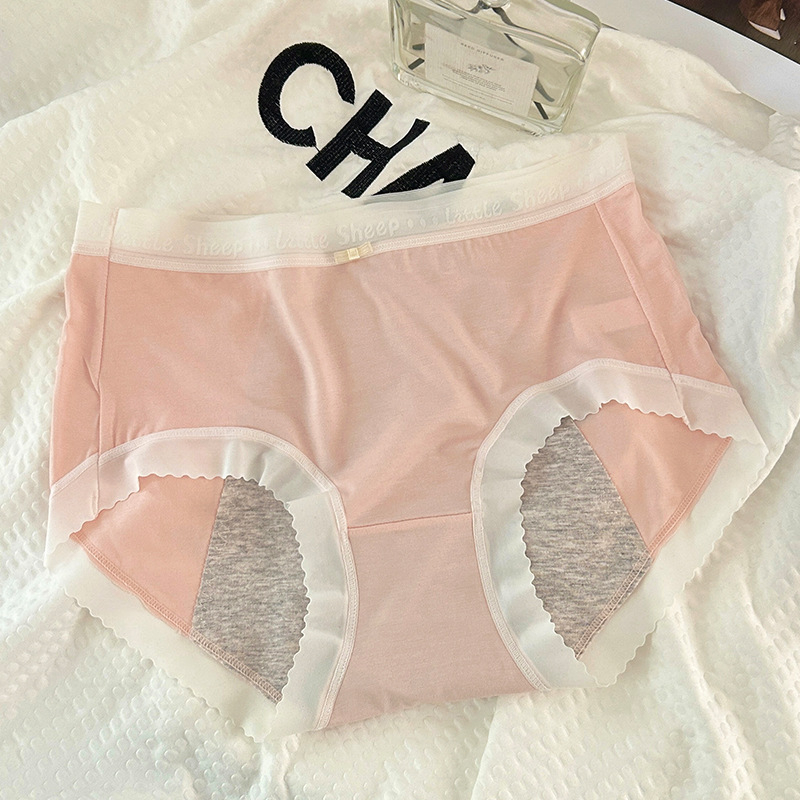 Дамски периодни бельо от модал, средно висока талия, против протичане, дишащи и антибактериални; чатална част 100% вискоза