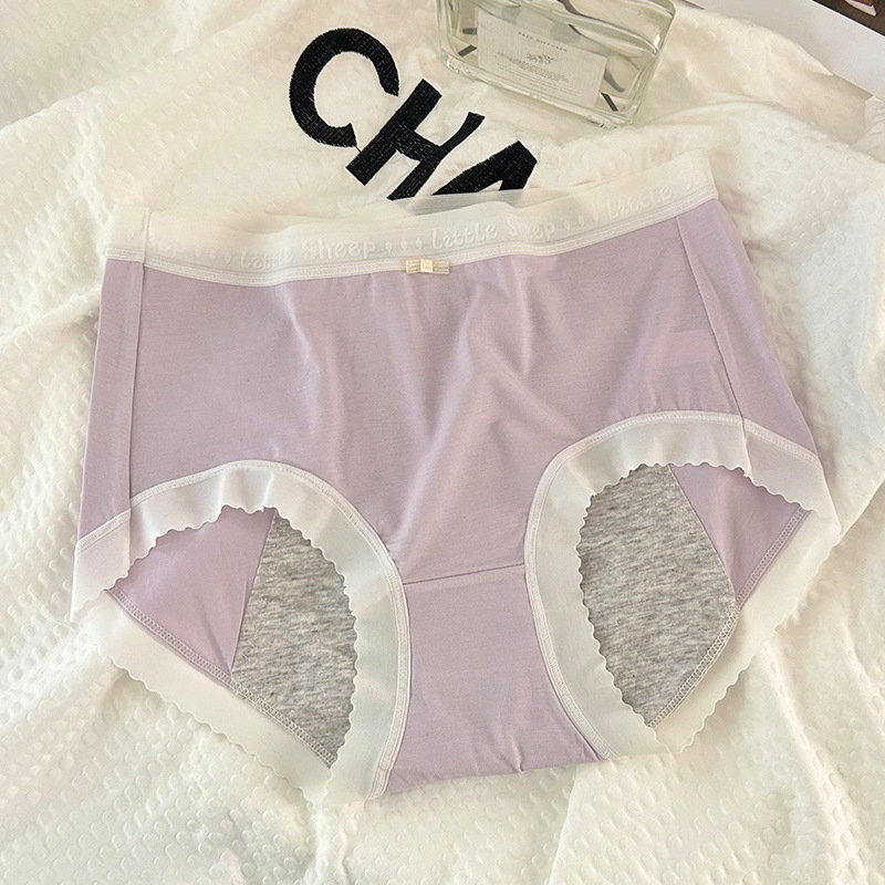 Дамски периодни бельо от модал, средно висока талия, против протичане, дишащи и антибактериални; чатална част 100% вискоза